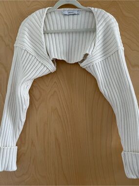 Simonett Cream Ribbed Knit Bolero
